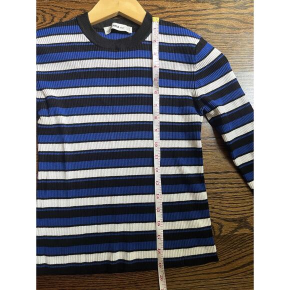 Zara Women's Blue and Black Knit top size S Striped - Picture 6 of 7